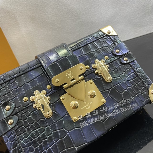 Lv路易威登2023專櫃新款Petite Malle手袋 LV鱷魚皮革袖珍硬箱斜挎男包 N81604 ydh5240